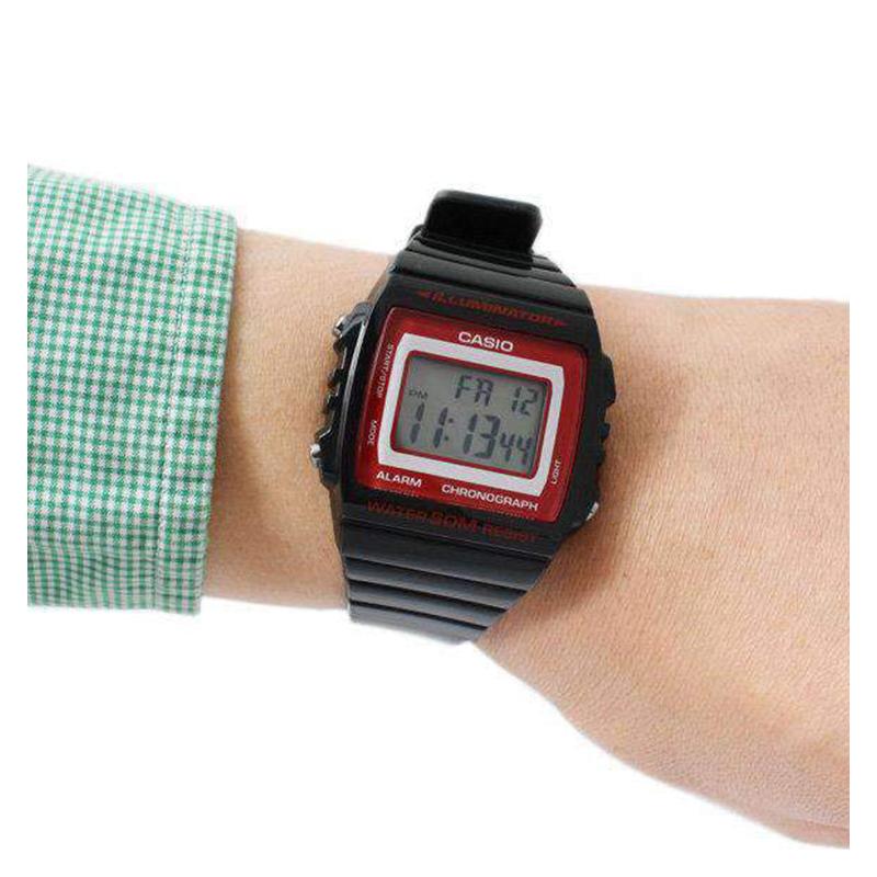 Casio Series YOUTH Series - Silicone Small Square LCD Display Waterproof Sports Student Quartz Movement Resin Strap Japanese and Korean W-215H-1A2