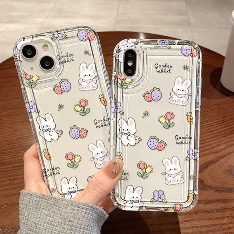 Cartoon Rabbit Pattern Soft Phone Case Funda For  Redmi Note 13 Pro 5G Note 12 11 11S 10S 10 9 4G Anti Fall Airbag Covers