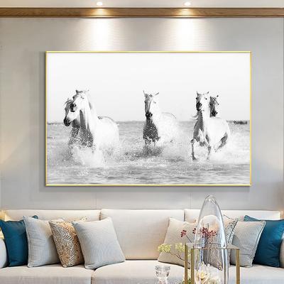 Fotografia de cavalo galopando impressão em tela moderna arte de parede preto e branco pôster imagem animal para sala de estar decoração de casa quadros
