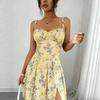Fashion and sexy temperament suspender split dress women's summer new thin slim A-shaped dress