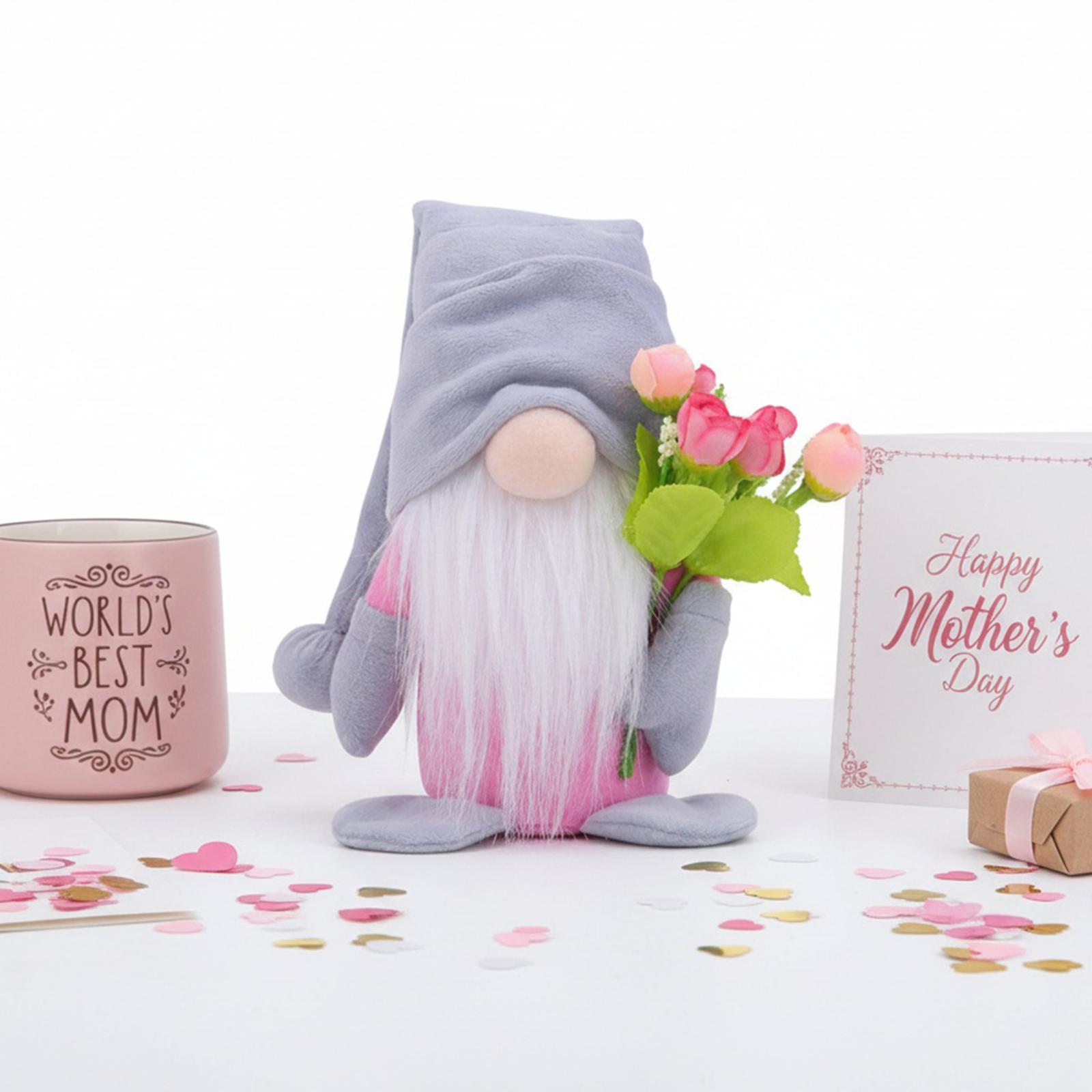

Stuffed Gnome with Grey Hat and Tulip Gnomes Easter Table Decoration Mother Day Tables Topper for Home Office Tiered Tray Decor China Mainland