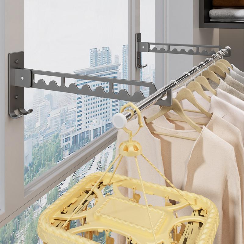 Balkongtorkställ i rostfritt stål Väggmonterat torkställ Badrumstorkställ Utrymmesbesparande för inomhusbruk 11 hål