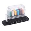 Fuse Block 6 Way ATC ATO Recoverable Current Marine Fuse Block Panel 5A 10A 15A 20A 25A 30A 28VDC with Cover