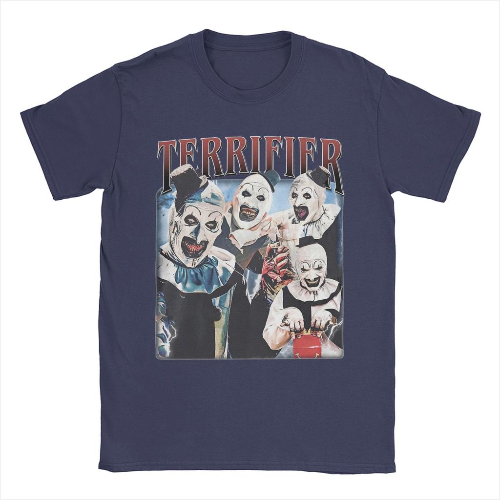 Terrifier Horror Movie T Shirts Men 100% Cotton Vintage T-Shirt Crew Neck  Tees Short Sleeve Clothes Summer