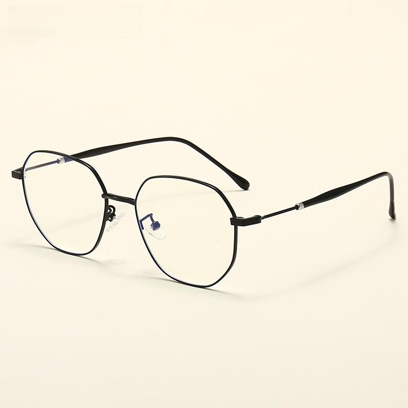 New Simple Polygonal Anti-blue Glasses Frame, Students Can Be Equipped with Degree Myopia Glasses, Plain Metal Flat Glasses