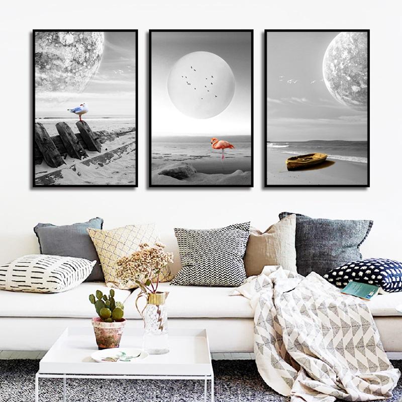 Abstract Poster Bright Color In Gray World Picture Canvas Painting For Living Room Home Wall Art Aisle Painting Modern Decor