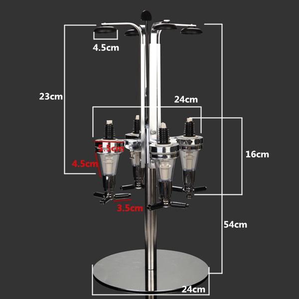 4 Köpfe 24*24*54 CM Rotierender Wein Saft Cocktail Spender Halter - intl Silber Silber Edelstahl Bar Butler