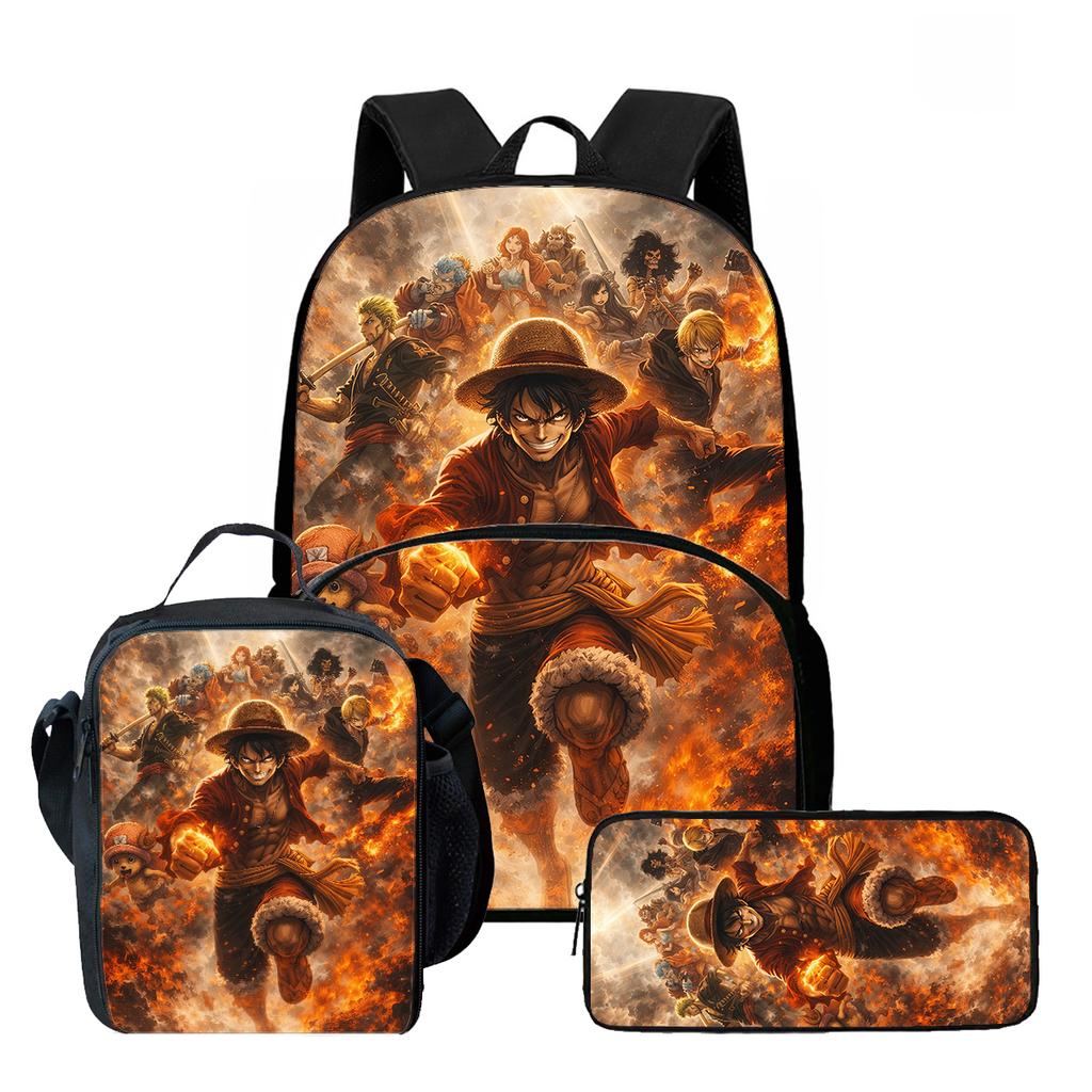 3-in-1 One Piece Backpack Set for Boys Girls Age 6-10, Light Weight School Kit with Front Pocket with Lunch Bag and Pencil Case