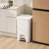 Space Saving Trash Can for Cabinet Gaps Slim Can, with Pedal Step Design, Touchless Odor Proof Wastebasket, Modern White And Gray Garbage Bin