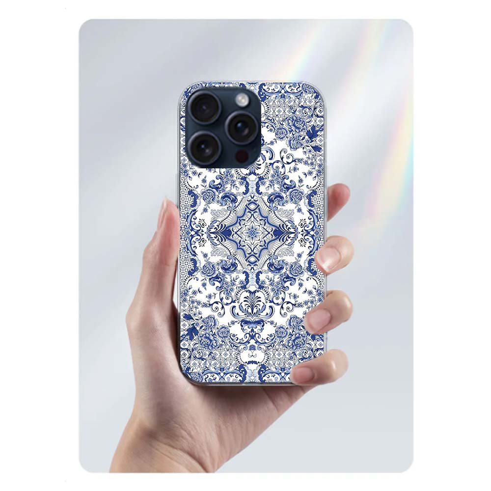 Blau weißes Porzellanmuster Klare Handyhülle Für Iphone 17 Air 16 Pro Max 15 Pro 14 Plus 17E 16E 11 13 12 Mini Hüllen Cases Fund