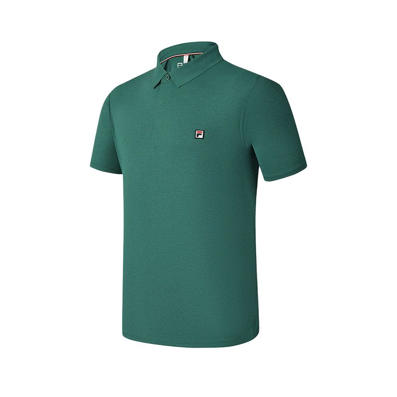 

Fila Теннисная серия Логотип бренда Защита от солнца Вязаная футболка-поло с коротким рукавом Мужские топы Темно-железно-зеленый A11M523103F-GN XL