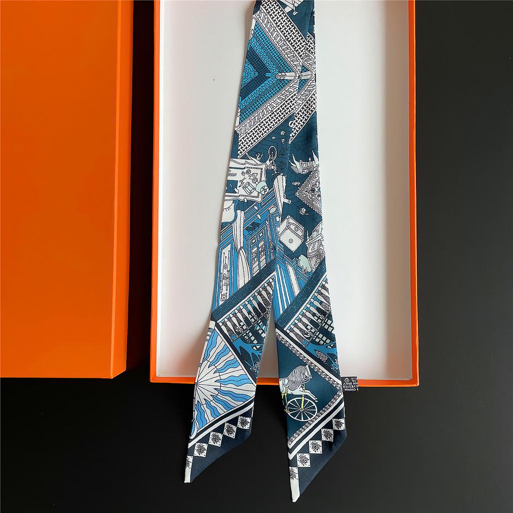 Brand Design Twill 100% Silk Scarf Luxury Fashion Scarf Women Foulard Skinny Bag Scarves New Hot Neckerchief Hair Headband