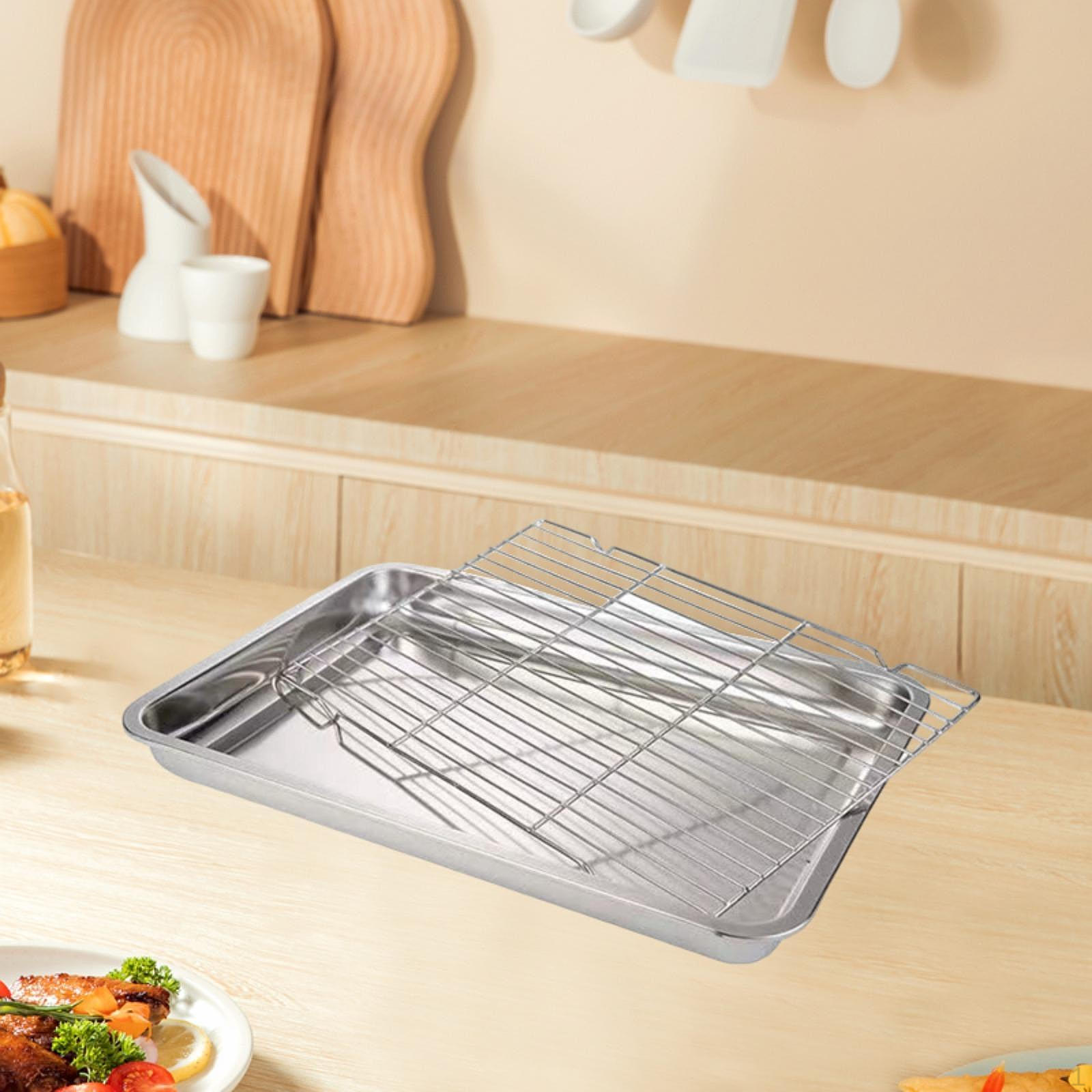 

Противень для выпечки с решеткой, металлический противень для торта и печенья для кафе, бытовая техника 40 cmx30 cmx4.8 cm