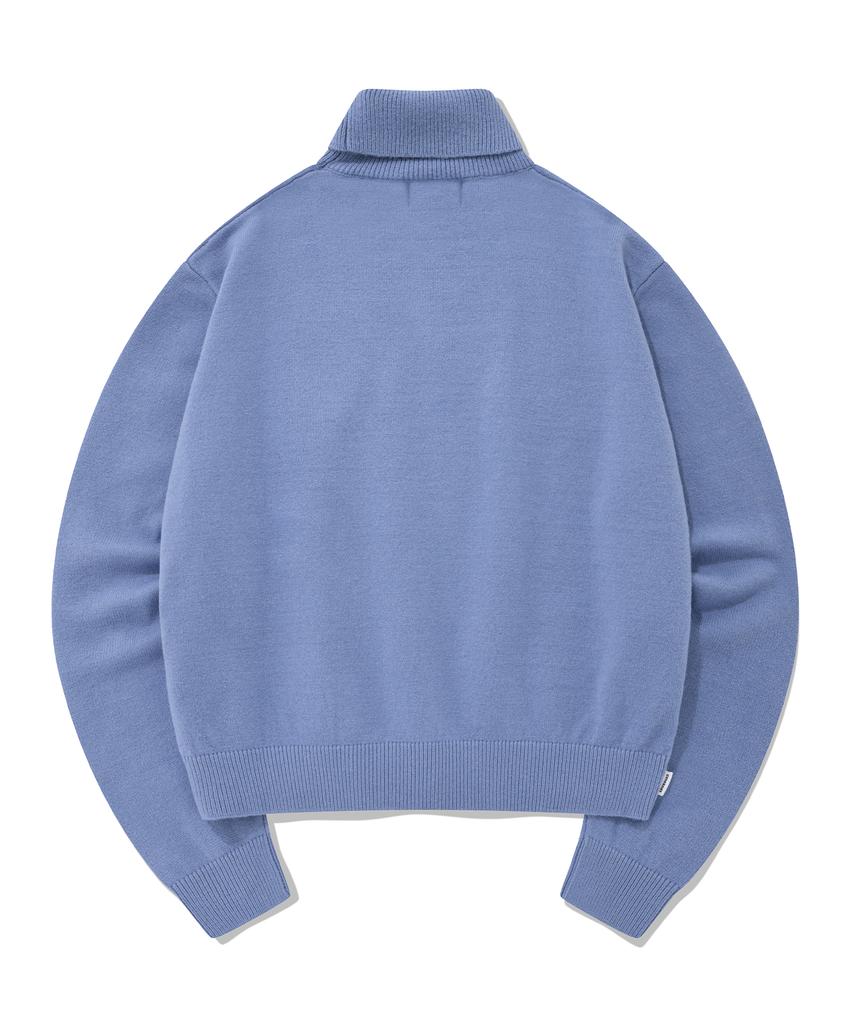 COVERNAT WOMAN Crop C Logo Turtleneck Knit Blue