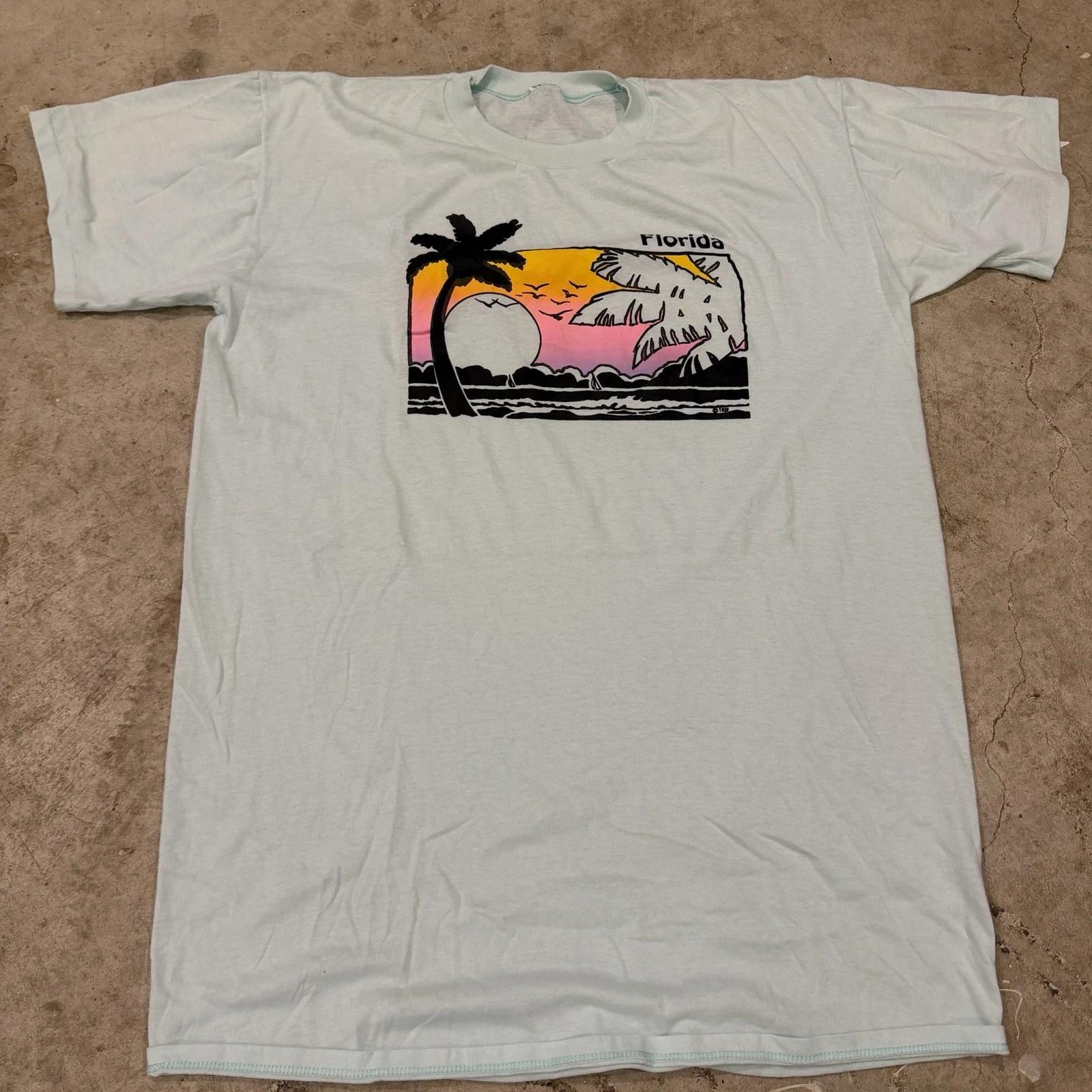 

Vintage 90s Florida Tourist Tee Mens XL Light Blue Single Stitch L