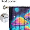 2Pcs Fantasy Mushroom Curtains Glowing Night Scene Pattern Living Room Bedroom Balcony Sunshade Magical Art Decor Curtains
