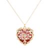 Luxury Hollow Out Heart Rhinestone Locket Pendant Necklace Green Red Pink Purple Blue Roseo Color Crystal Inside For Women
