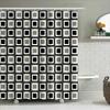 Modern Black White Gray Geometric Squares Shower Curtain Decorative Bathroom Waterproof Fabric Available In Various Sizes (Large