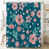 Blue Shower Curtain with Flower Print Perfect for Bathroom Decor 3D Printed Waterproof Fabric Various Sizes Available on