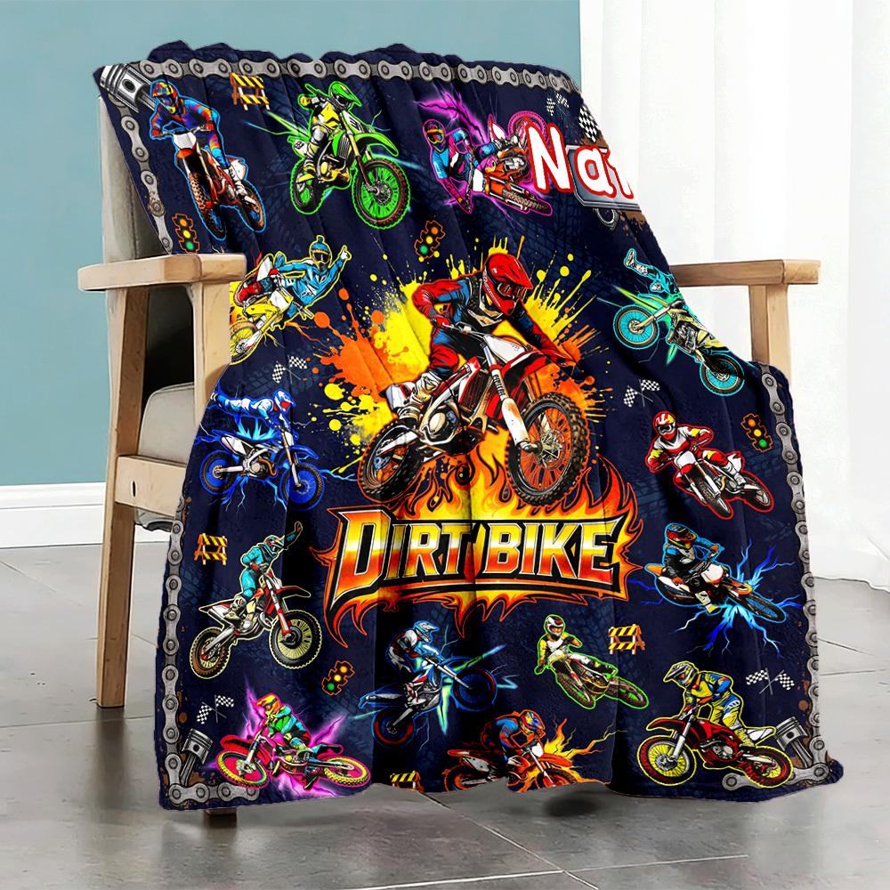Dirt Bike Adventure Customize Your Name Home Blanket S Comfortable Soft Lightweight Allseason Multipurpose Blanket For Picnics Couches Offices Beds