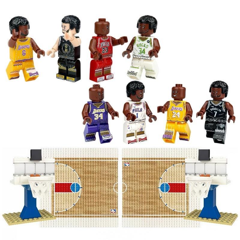 Set da Pallacanestro Blocchi da Costruzione Canestro da Pallacanestro Base per Campo da Pallacanestro Giocattolo a Particelle Piccole Sacchetto