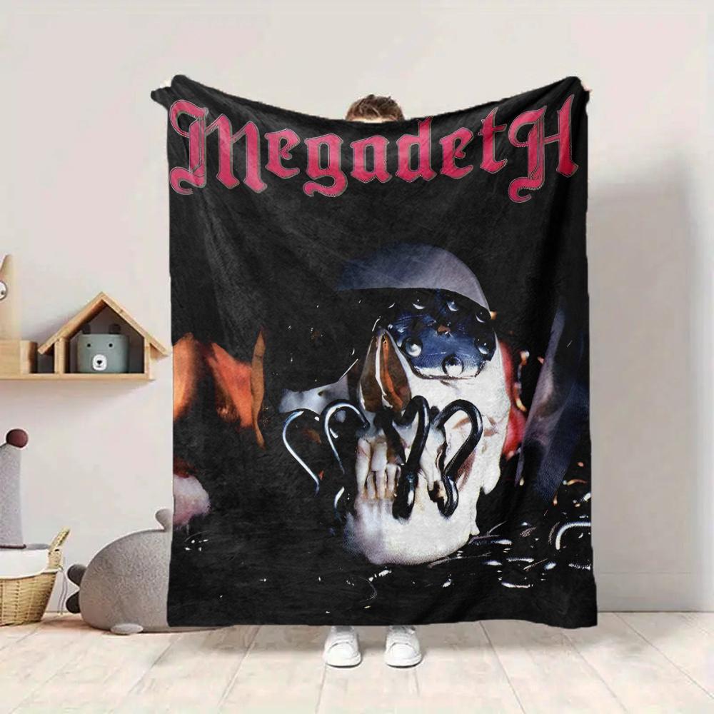 1Pc Megadeth Skull Artwork Blanket Soft And Comfortable Casual Warm Camping Travel Christmas Halloween Xmas Gift M924554