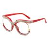 Fashion Cat Eye Glasses with Rhinestones Vintage Trendy Design Oversized Eyeglasses Women for Decoration
