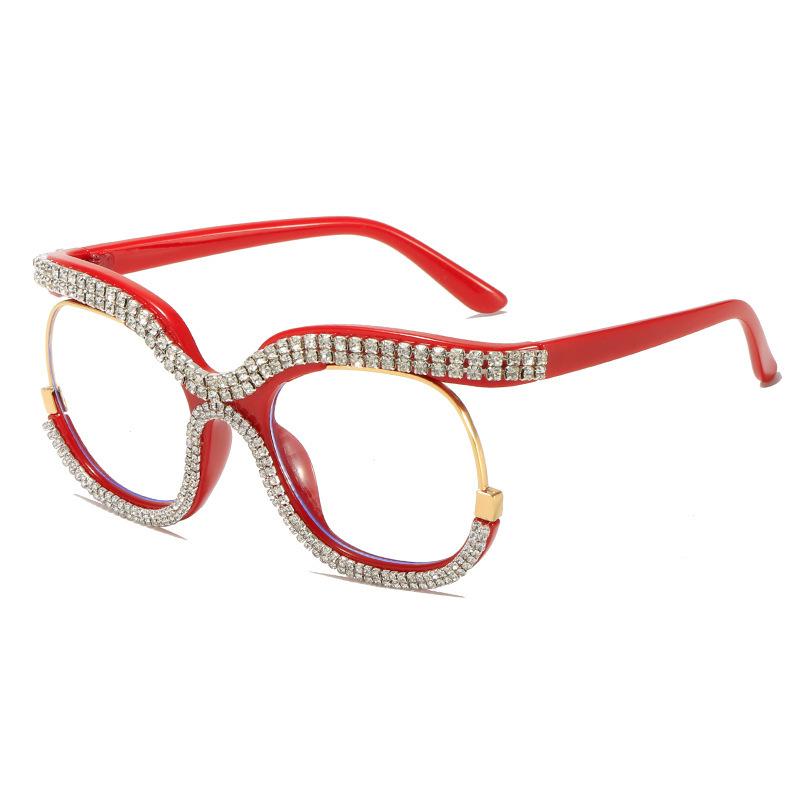 Fashion Cat Eye Glasses with Rhinestones Vintage Trendy Design Oversized Eyeglasses Women for Decoration