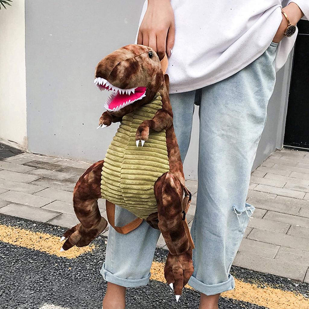 Kids Dinosaur Backpack Cartoon 3D Dinosaur Shape Soft Plush Kids Cute Animal Backpack for Travel School Camping