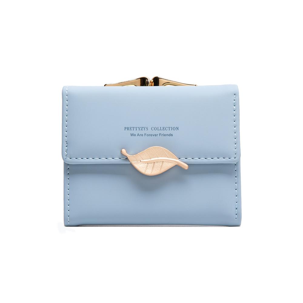 

Кошелек женский короткий PU короткий маленький кошелек с большой емкостью и нишевым женским портмоне светло-синий