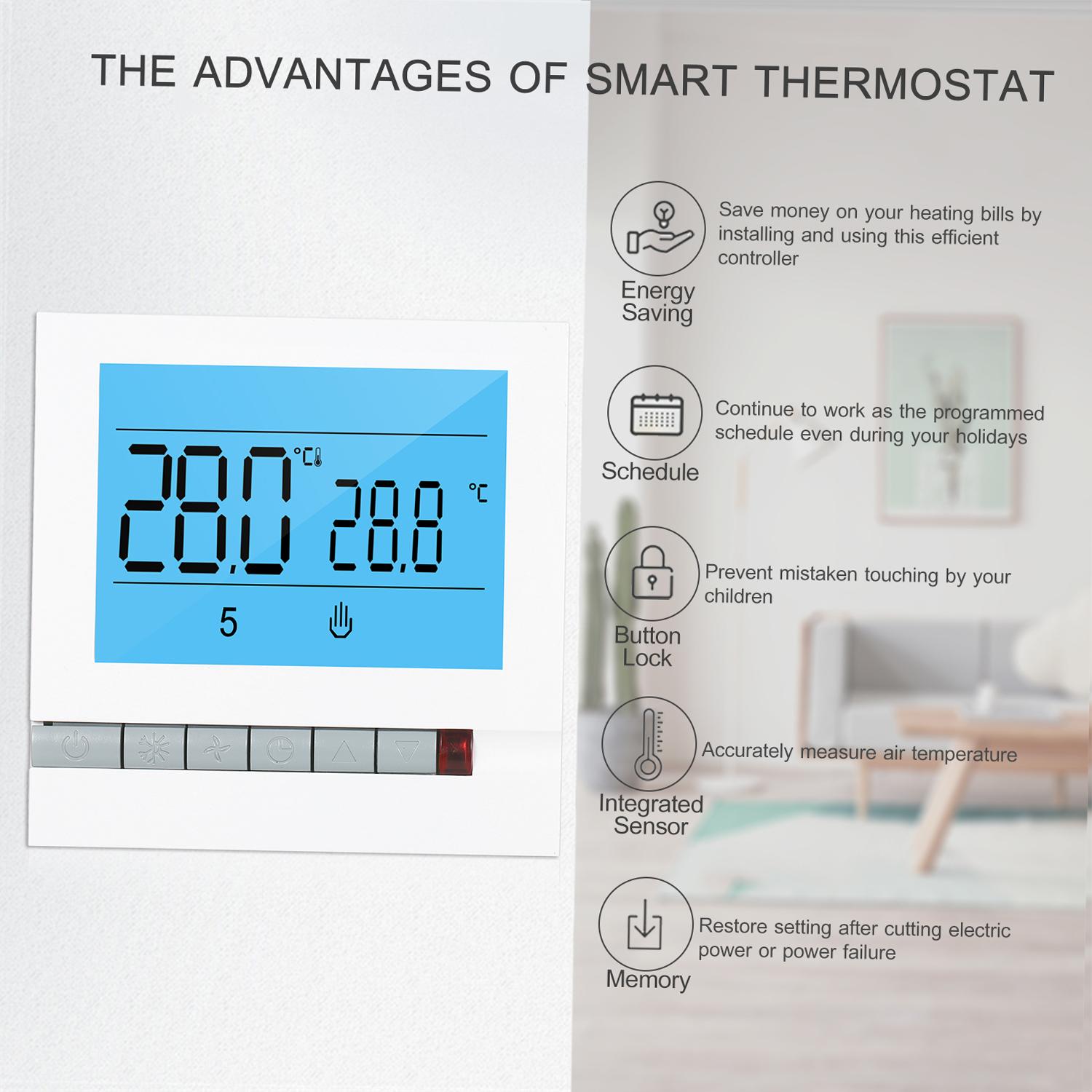 

Programmable Smart Thermostat for Water Gas Boiler Heating Large LCD Screen with Backlight Digital Temprature