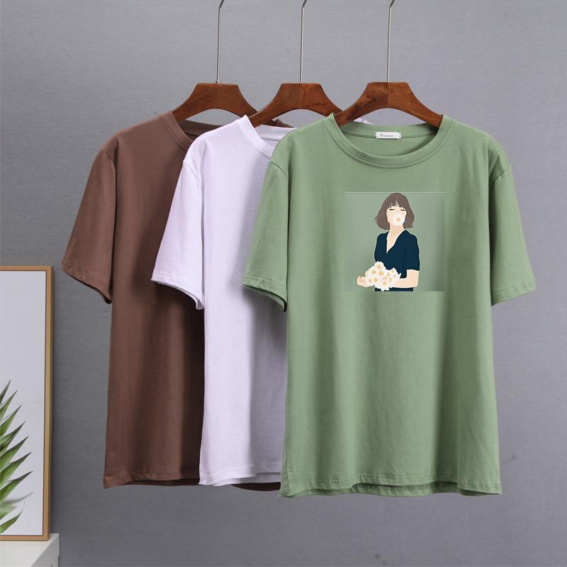 Hirsionsan Kawaii z nadrukiem T Shirt kobiety lato eleganckie podstawowe luźne ubrania estetyczne Harajuku koszulki z nadrukami kobieta Casual bawełniany top