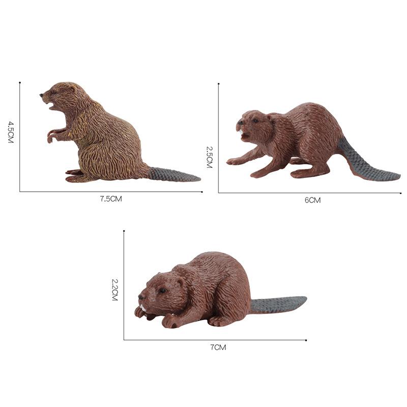 Children'S Fun Simulation Wild Forest Animals Mini Beaver Model Science And Education Cognition Static Solid Ornament Toy