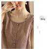 Cotton Linen Sleeveless T-Shirt Summer Casual Button Decoration Vest Loose Top