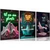3Pcs Halloween Neon Bathroom Wall Art Tropical Ghost Dying To Relax Painting Picture Wall Decor Fashion Funny Gothic Ghost Toaster Poster Print