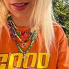 Vintage Copper Cross Chain Necklace With Gradient Colors For Summer Style