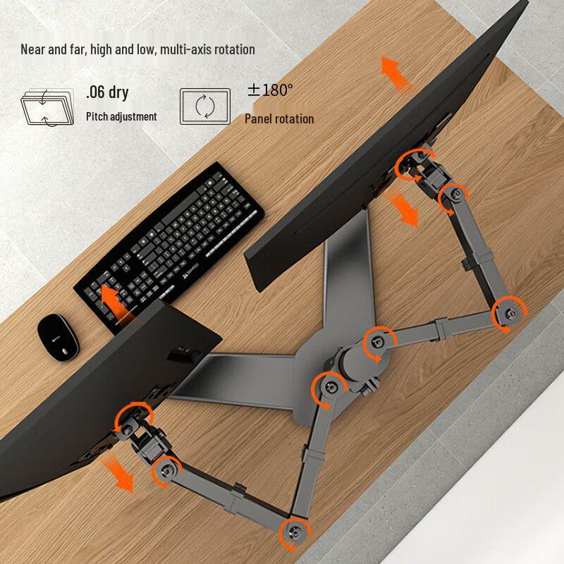 Dual Screen Rotating Monitor Stand for 14-27 Inch Displays with Adjustable Arm and Lifting Telescopic Feature