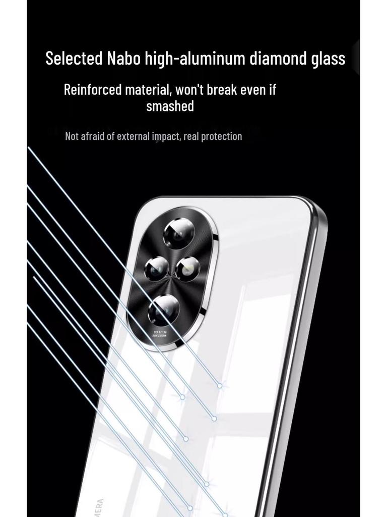 Honor 200 Pro Glas Handyhülle: Galvanisiert, Sturzsicher, Rutschfest, Vollständige Objektivabdeckung