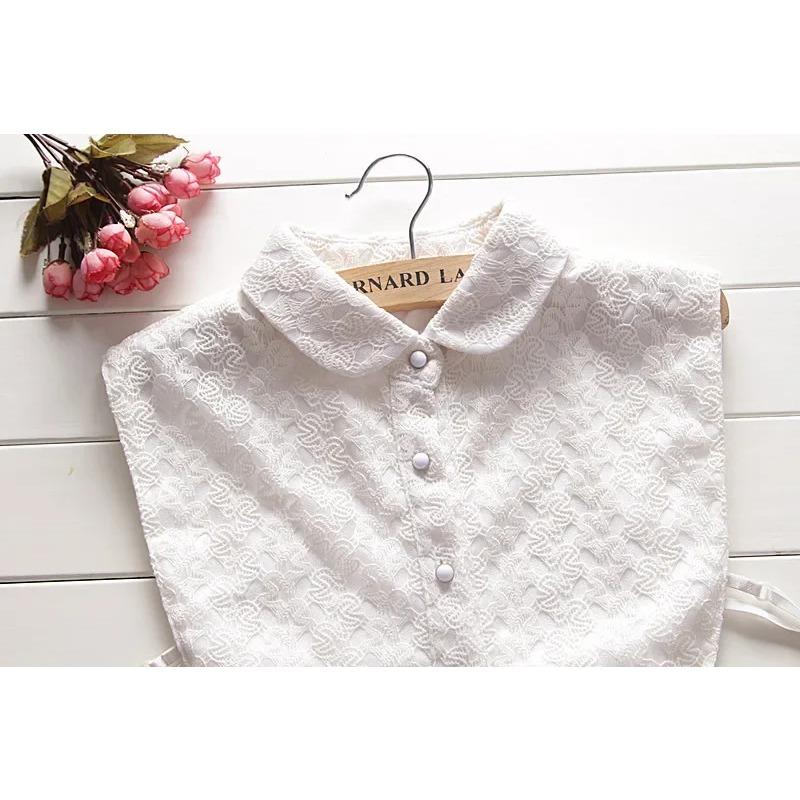 Mode Damskjorta Falsk Krage Slips Broderi Avtagbar Enfärgad Falsk Krage Slag Blus Topp Halv Skjorta Tillbehör