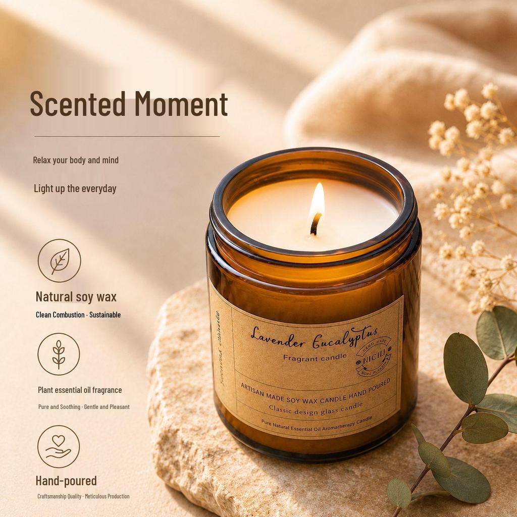Luxury Long-lasting Soy Wax Candle - High-end Glass, Indoor Aroma, Perfect for Bedroom Decor & Gifts