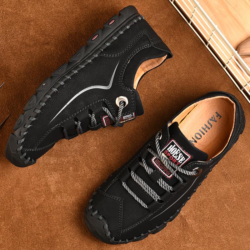 Fashion Men's Business Casual Shoes Cowhide Leather Dress Shoes Running Hiking Flats Plus Size
