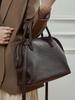 Retro Minimalist Women's Bowling Bag - Genuine Leather Cowhide Shell Handbag Tote