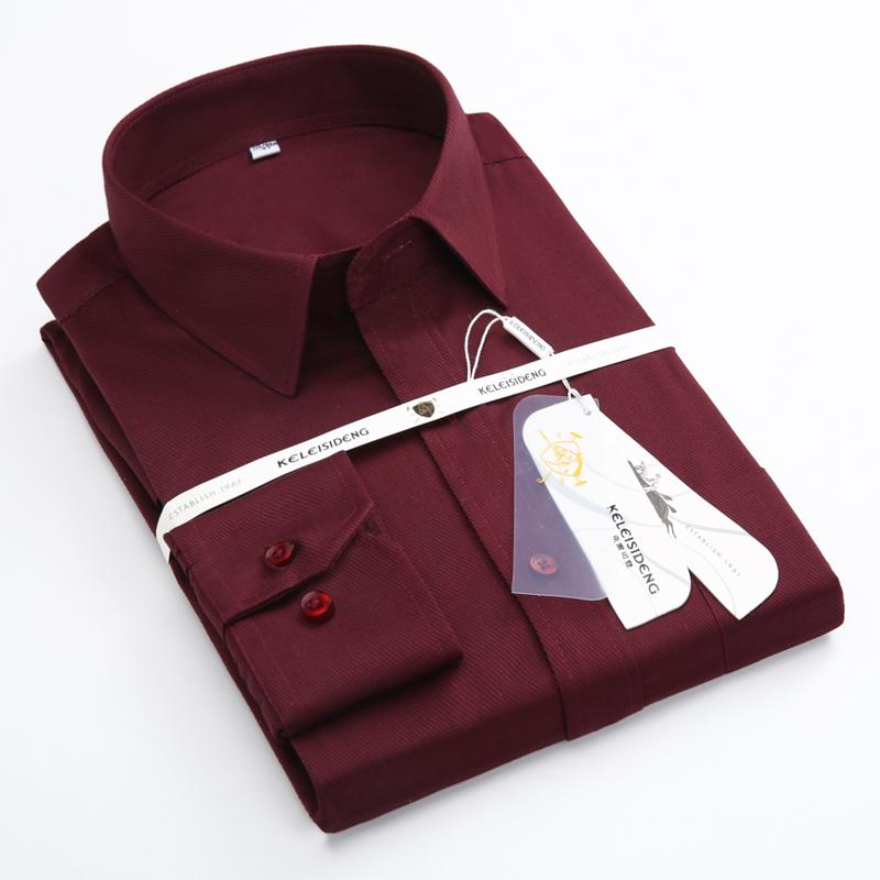 Formal Solid Twill Long Sleeve Regular Fit Excellent Office Man's Work Shirt