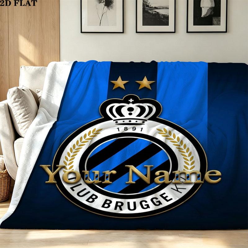 1PC Club Brugge KV Custom Name Patterned Flannel Blanket Suitable For All Seasons for Home Decor Warmth and Comfort Gifts Holiday Present
