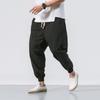 2022 Men's Loose Linen Ankle-Length Drawstring Trousers - Youthful Spring/Summer Style, Plus Size, Solid Color.