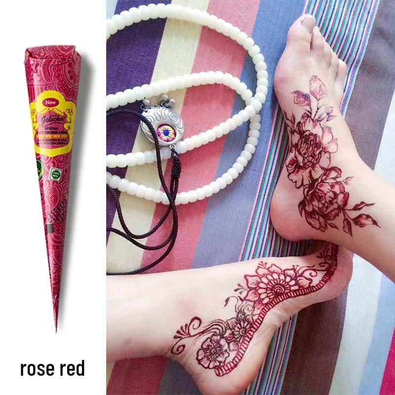 GOLECHA Semi-Permanent Waterproof Henna Tattoo Paste for Freckles and Stencils - Indian Hand-Painted Style