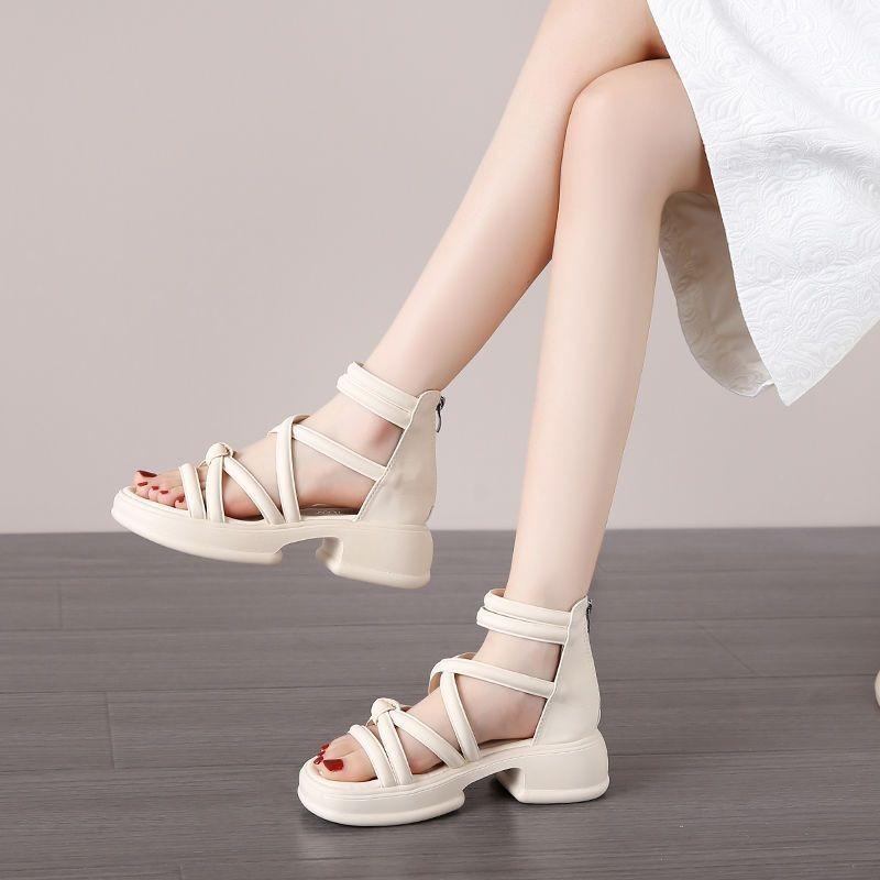 Roman Sandals Women's Summer New Flat-bottomed Non-slip Outer Wear Beach Shoes Versatile Black Air Cool Boots