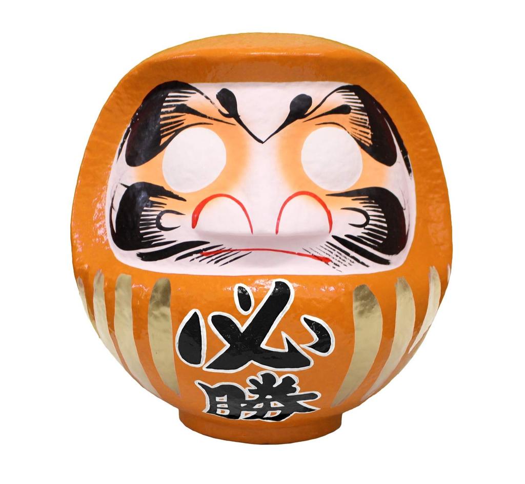 Takasaki Daruma Figurine, Orange, Size 10, 28x26x30cm (United Forces/Winning Prayers) HSDM-10-OR-20