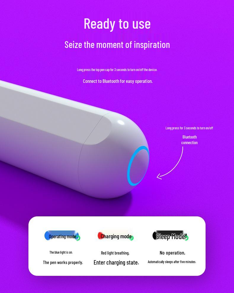 Magnetic Apple Pencil Replacement - Bluetooth Capacitive Stylus for iPad with Anti-Mistouch Feature