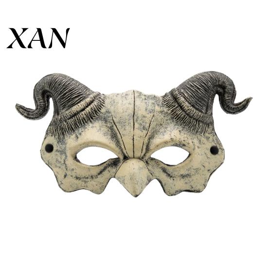Devil Half-face Mask Halloween Ram Horn Demon Mask, Horror Half Face Gothic Masquerade Lightweight for Cosplay Costume Party